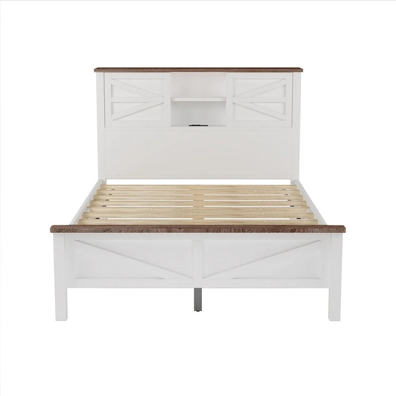 Chambres à coucher Complètes avec Lit Plateforme Double avec Station de Recharge, Table de Chevet, Commode (Lot de 3)