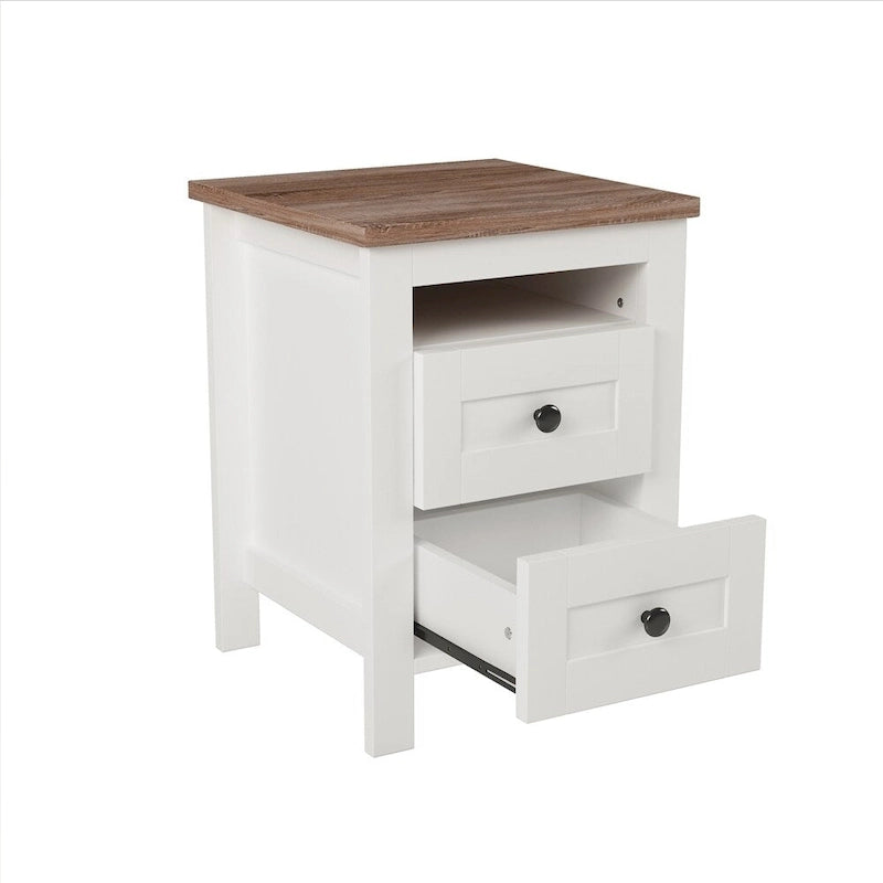 Chambres à coucher Complètes avec Lit Plateforme Double avec Station de Recharge, Table de Chevet, Commode (Lot de 3)