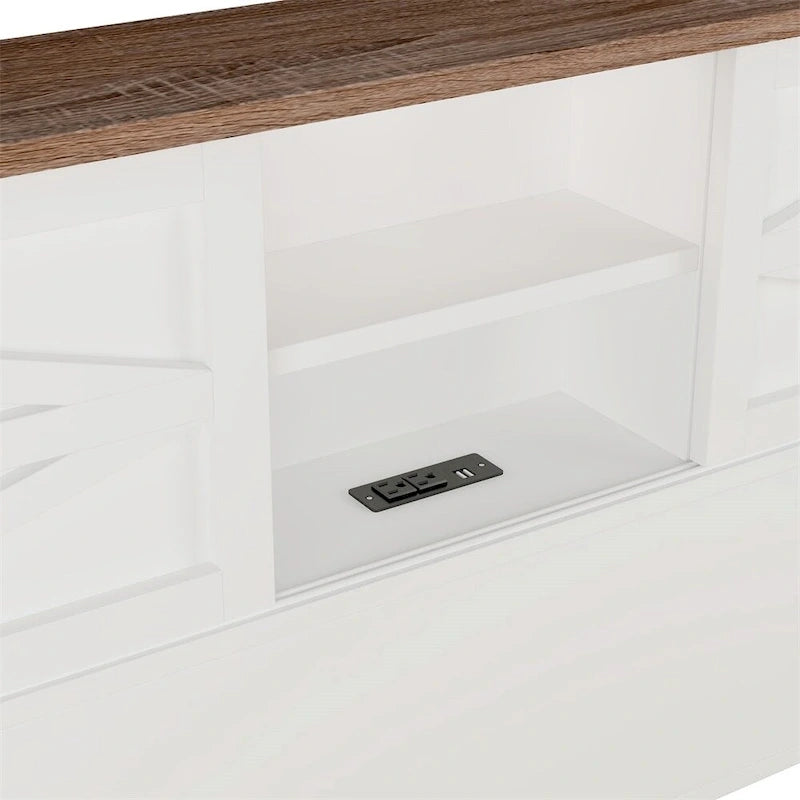 Chambres à coucher Complètes avec Lit Plateforme Double avec Station de Recharge, Table de Chevet, Commode (Lot de 3)