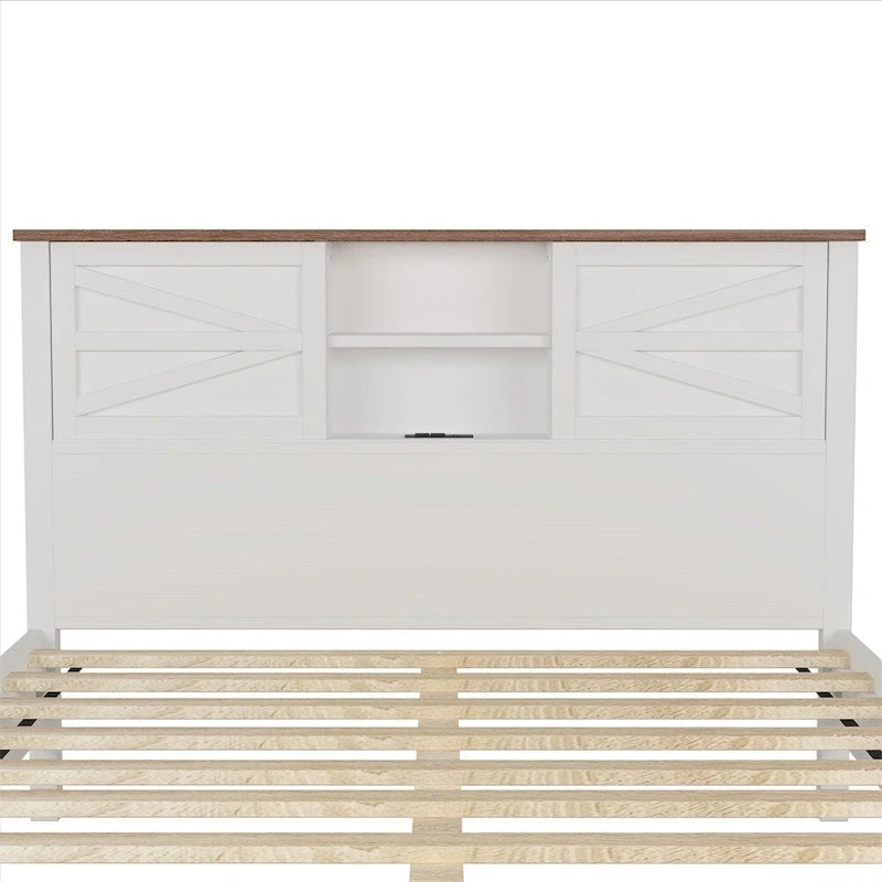 Chambres à coucher Complètes avec Lit Plateforme Double avec Station de Recharge, Table de Chevet, Commode (Lot de 3)