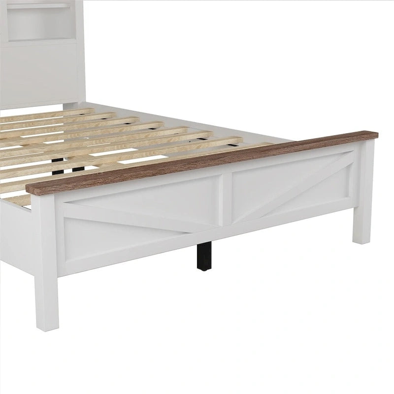 Chambres à coucher Complètes avec Lit Plateforme Double avec Station de Recharge, Table de Chevet, Commode (Lot de 3)