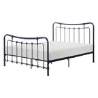 Lit en métal Ryan, taille standard, sommier tapissier, cadre à fuseaux courbés noir