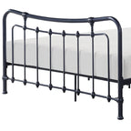 Lit en métal Ryan, taille standard, sommier tapissier, cadre à fuseaux courbés noir