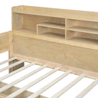 Lit de repos multifonctionnel en bois avec étagères de rangement, 2 tiroirs de rangement et bureau d'étude
