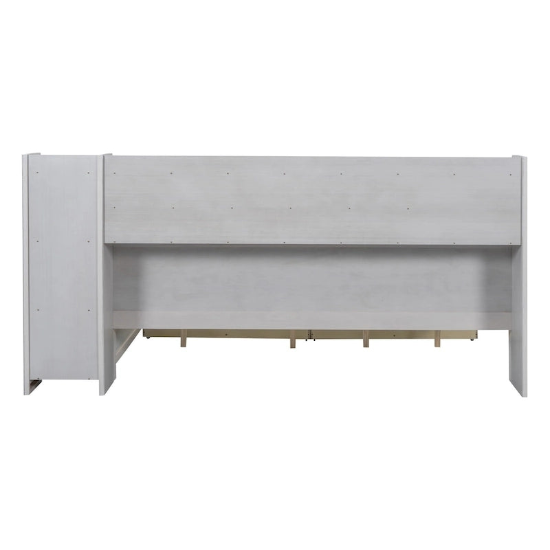 Lit de repos multifonctionnel en bois avec étagères de rangement, 2 tiroirs de rangement et bureau d'étude