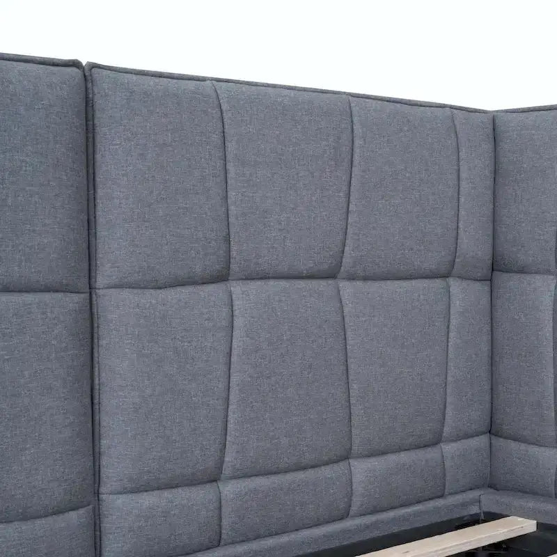 Lit plateforme capitonné avec lumières LED et tête de lit en U