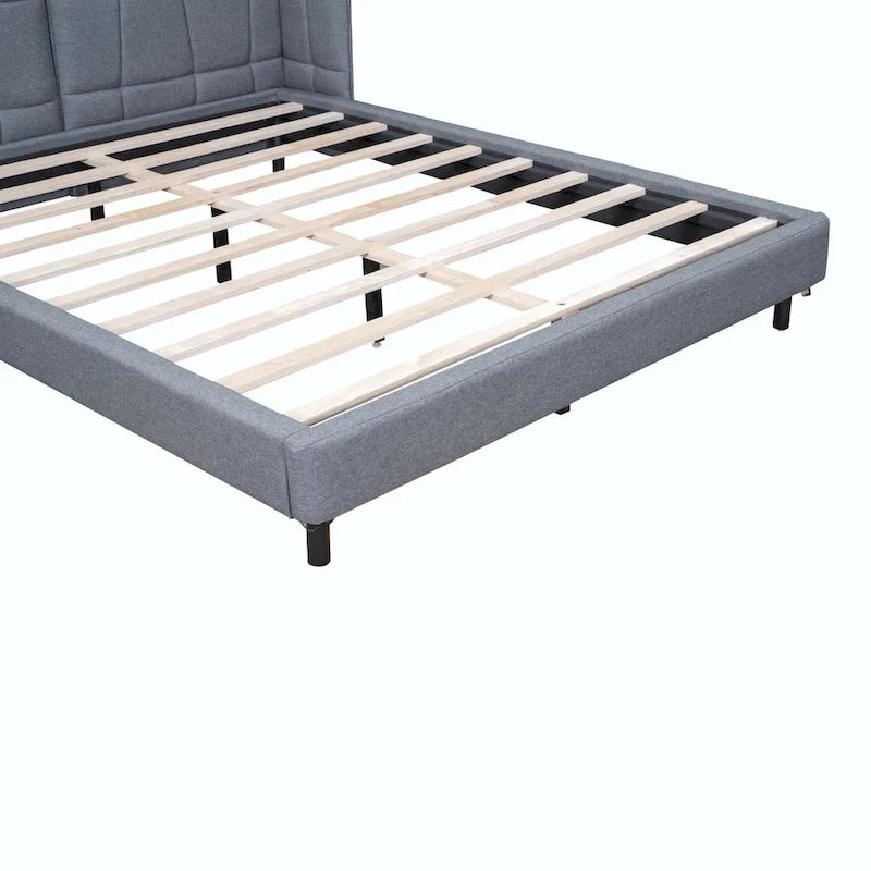 Lit plateforme capitonné avec lumières LED et tête de lit en U