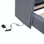 Lit plateforme capitonné avec lumières LED et tête de lit en U