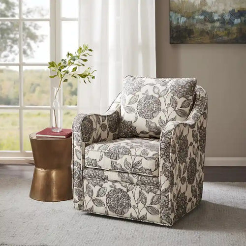 Madison Park Betty Slub-weave Wide-seat 360-degree Swivel Armchair Set of 2