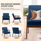 Fauteuil d'appoint Mid-Century Modern avec cadre en bois massif, lot de 1