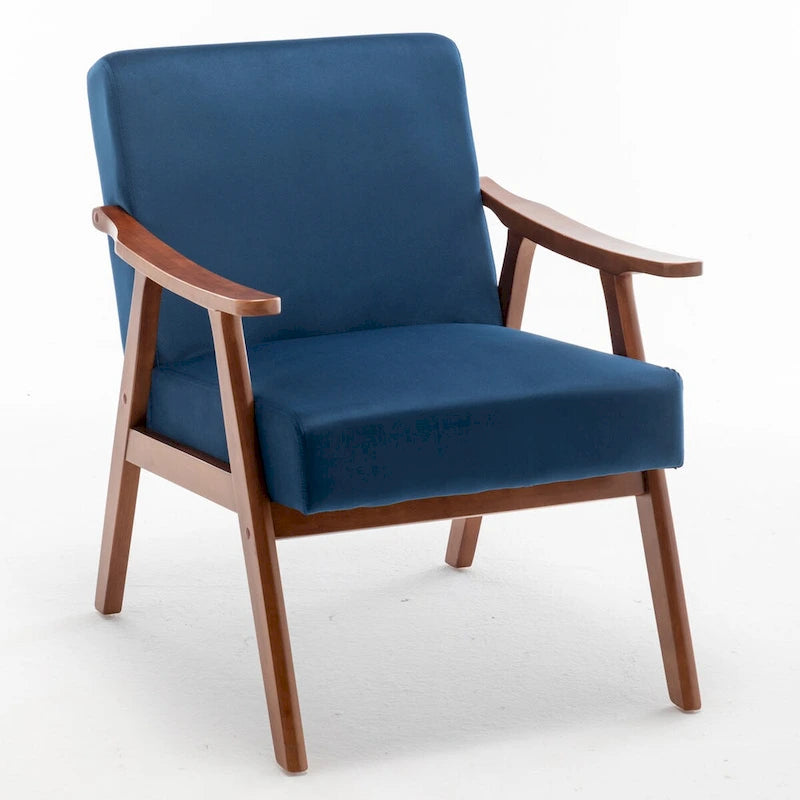 Fauteuil d'appoint Mid-Century Modern avec cadre en bois massif, lot de 1