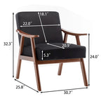 Fauteuil d'appoint Mid-Century Modern avec cadre en bois massif, lot de 1