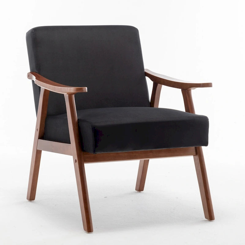 Fauteuil d'appoint Mid-Century Modern avec cadre en bois massif, lot de 1
