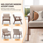 Fauteuil d'appoint Mid-Century Modern avec cadre en bois massif, lot de 1