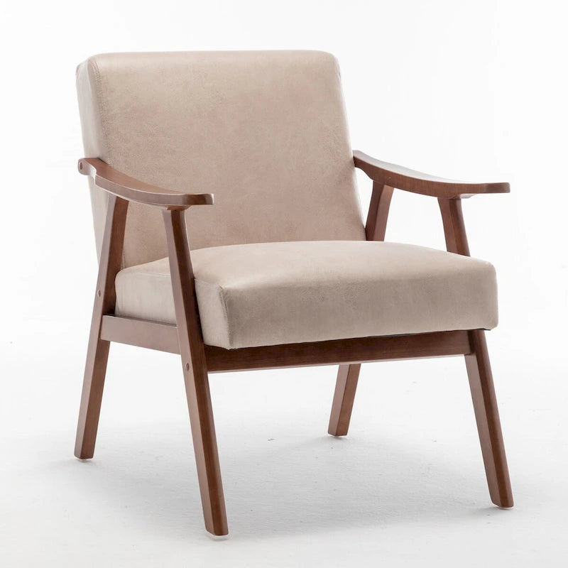 Fauteuil d'appoint Mid-Century Modern avec cadre en bois massif, lot de 1