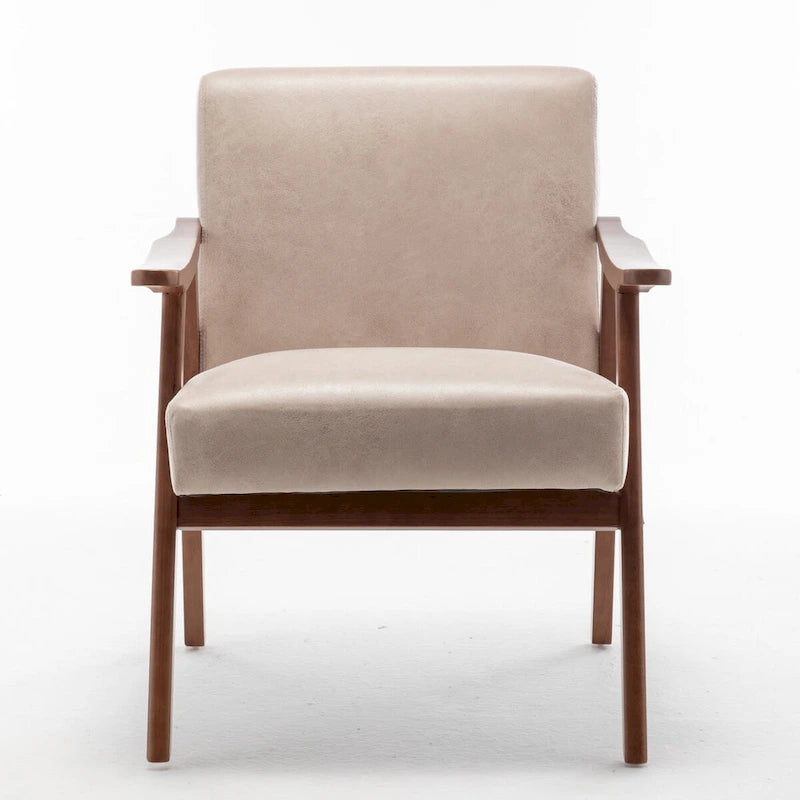 Fauteuil d'appoint Mid-Century Modern avec cadre en bois massif, lot de 1