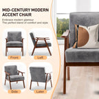 Fauteuil d'appoint Mid-Century Modern avec cadre en bois massif, lot de 1