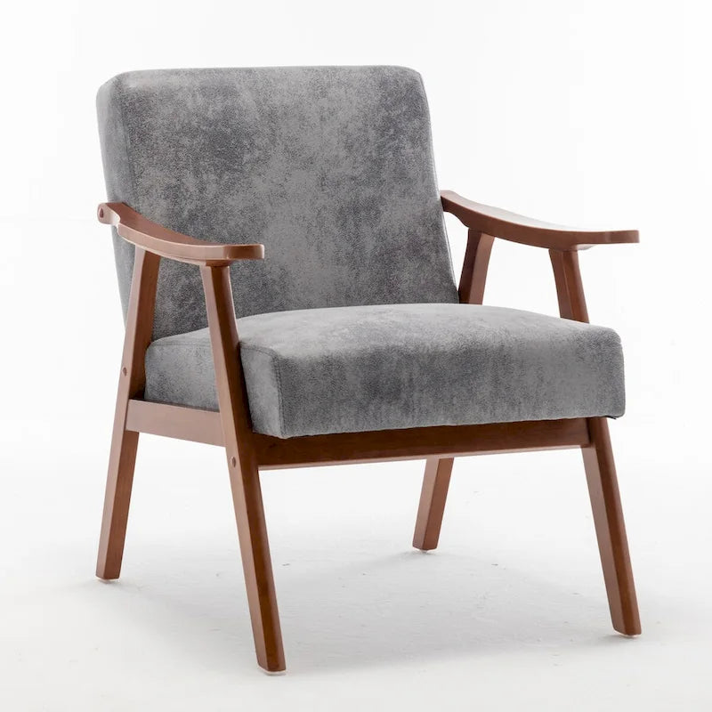 Fauteuil d'appoint Mid-Century Modern avec cadre en bois massif, lot de 1
