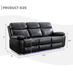 Canapé inclinable électrique avec chargeur sans fil, liseuse, lumière LED pour salon, similicuir, port AC/USB, porte-gobelet, noir