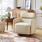 Fauteuil club pivotant en cuir véritable Raphael Modern