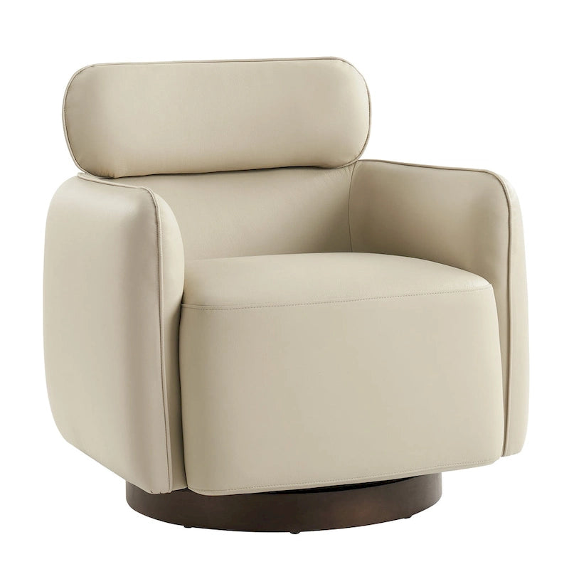 Fauteuil club pivotant en cuir véritable Raphael Modern