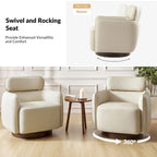Fauteuil club pivotant en cuir véritable Raphael Modern
