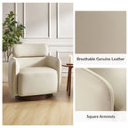 Fauteuil club pivotant en cuir véritable Raphael Modern
