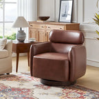 Fauteuil club pivotant en cuir véritable Raphael Modern