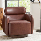 Fauteuil club pivotant en cuir véritable Raphael Modern