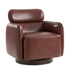 Fauteuil club pivotant en cuir véritable Raphael Modern