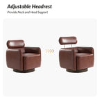 Fauteuil club pivotant en cuir véritable Raphael Modern
