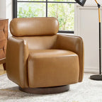 Fauteuil club pivotant en cuir véritable Raphael Modern