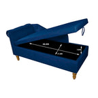 Chaise longue d'intérieur, Chaise longue en velours pour chambre à coucher avec rangement et oreiller, Chaise longue moderne rembourrée à accoudoirs roulés