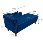Chaise longue d'intérieur, Chaise longue en velours pour chambre à coucher avec rangement et oreiller, Chaise longue moderne rembourrée à accoudoirs roulés