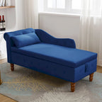 Chaise longue d'intérieur, Chaise longue en velours pour chambre à coucher avec rangement et oreiller, Chaise longue moderne rembourrée à accoudoirs roulés