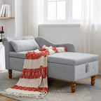 Chaise longue d'intérieur, Chaise longue en velours pour chambre à coucher avec rangement et oreiller, Chaise longue moderne rembourrée à accoudoirs roulés