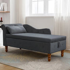 Chaise longue d'intérieur, Chaise longue en velours pour chambre à coucher avec rangement et oreiller, Chaise longue moderne rembourrée à accoudoirs roulés