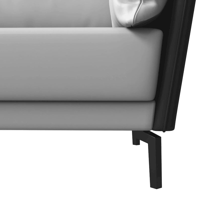 Canapé 3 places en cuir capitonné avec pieds en métal et coussins amovibles pour salons et salles de séjour