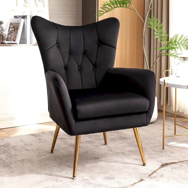 Fauteuil d'appoint rembourré à oreilles style milieu du siècle
