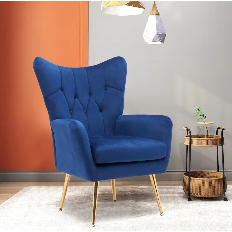 Fauteuil d'appoint rembourré à oreilles style milieu du siècle
