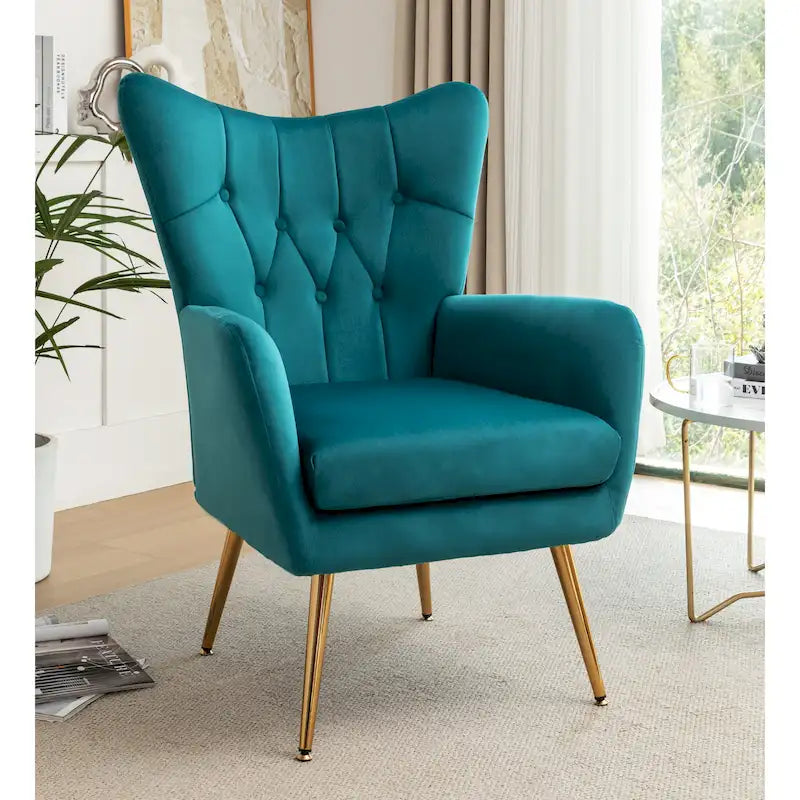 Fauteuil d'appoint rembourré à oreilles style milieu du siècle