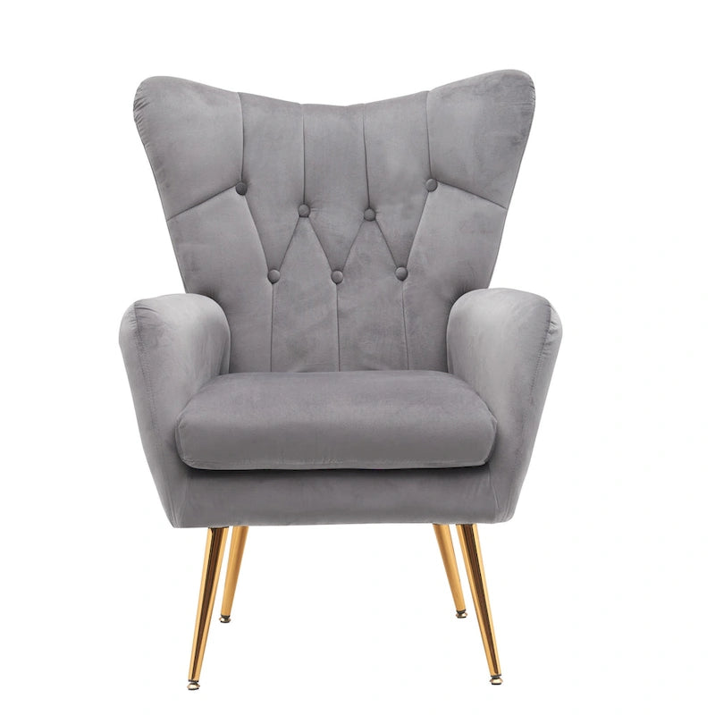 Fauteuil d'appoint rembourré à oreilles style milieu du siècle