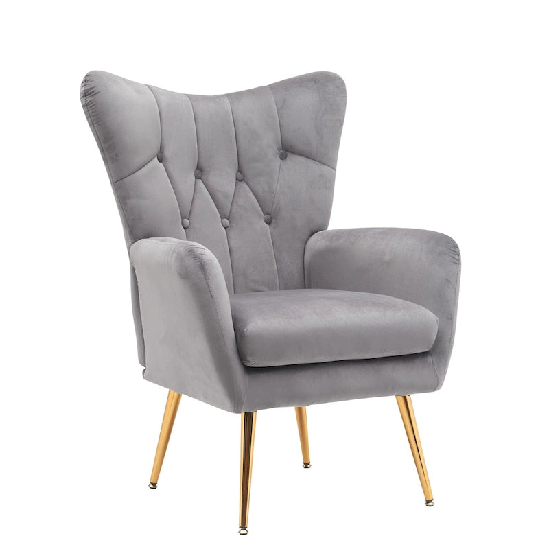 Fauteuil d'appoint rembourré à oreilles style milieu du siècle