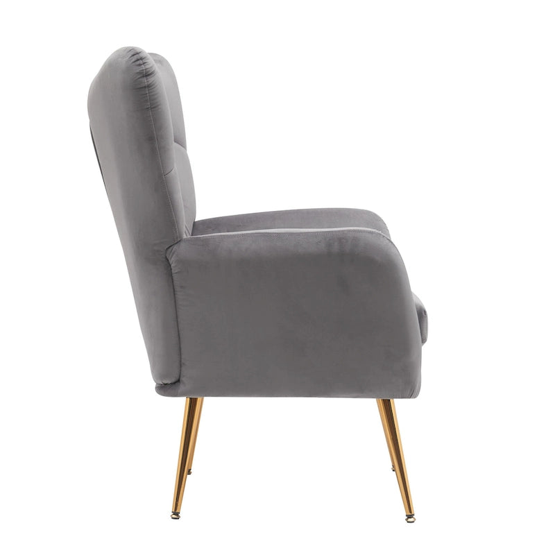 Fauteuil d'appoint rembourré à oreilles style milieu du siècle