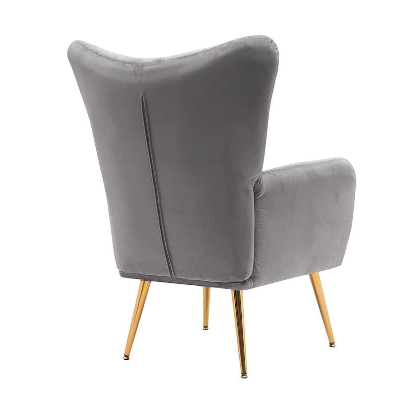 Fauteuil d'appoint rembourré à oreilles style milieu du siècle