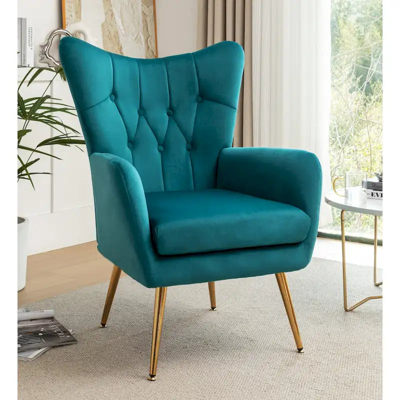 Fauteuil d'appoint rembourré à oreilles style milieu du siècle