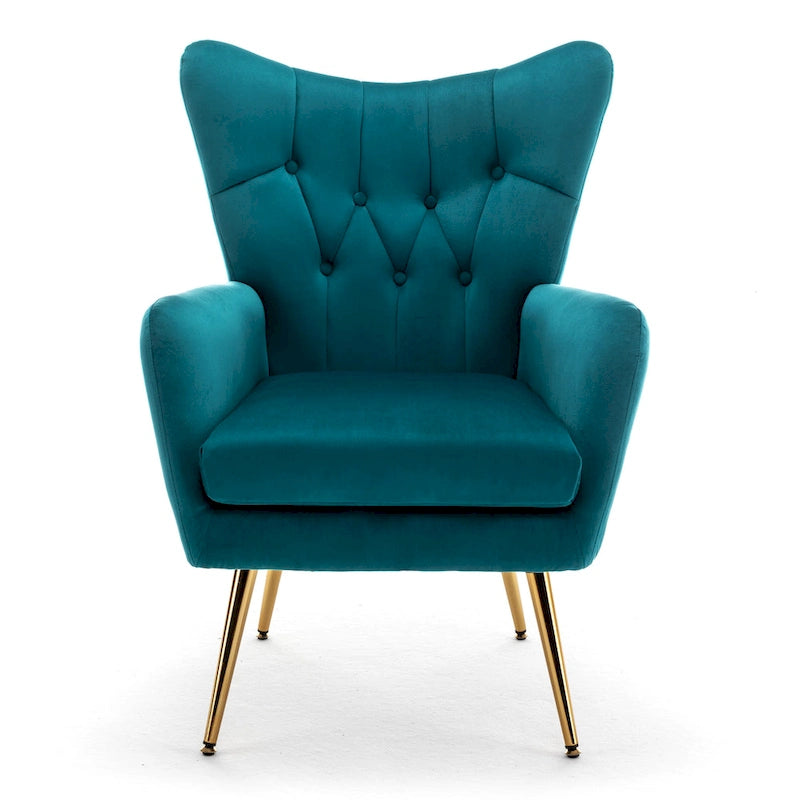 Fauteuil d'appoint rembourré à oreilles style milieu du siècle