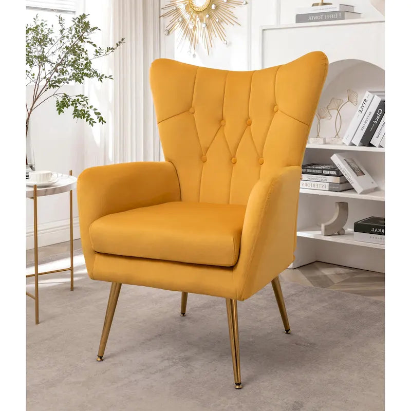 Fauteuil d'appoint rembourré à oreilles style milieu du siècle