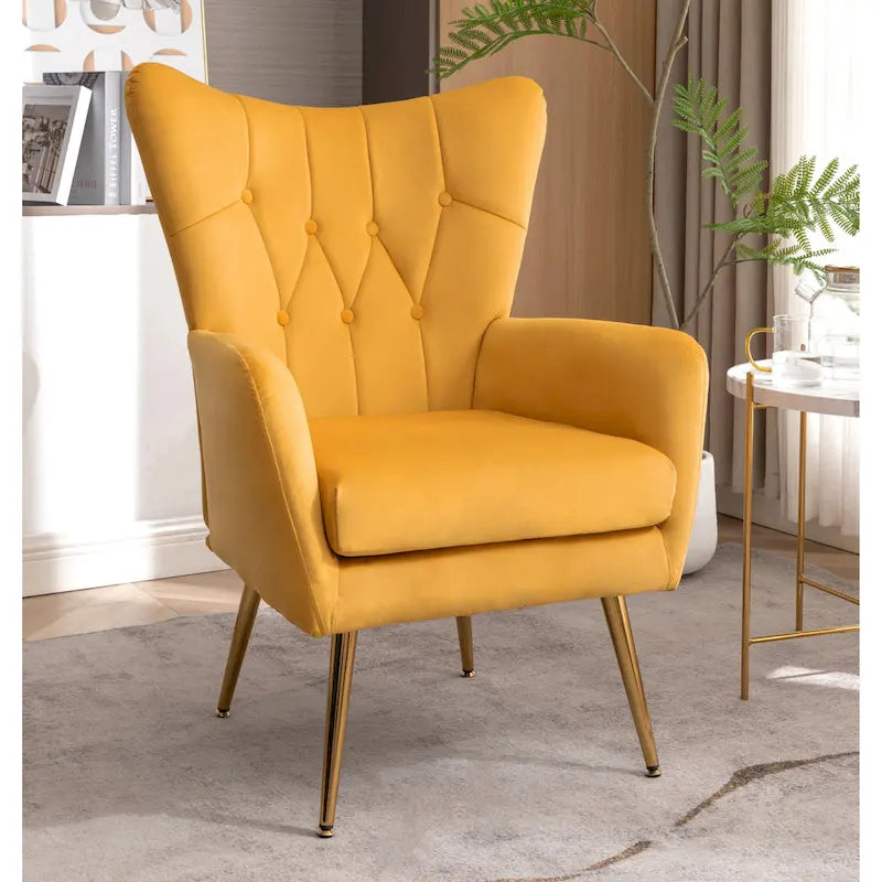 Fauteuil d'appoint rembourré à oreilles style milieu du siècle