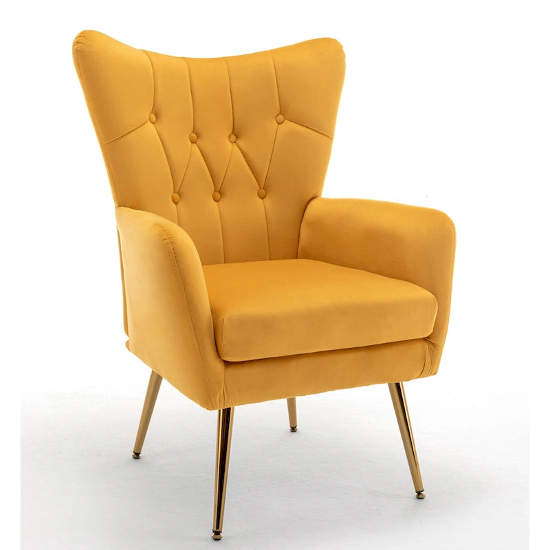 Fauteuil d'appoint rembourré à oreilles style milieu du siècle